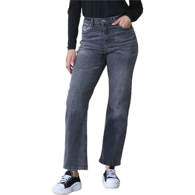 MYT Dames Wide Leg High Waisted Jeans in Zwart