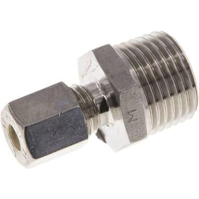 6L & R1/2'' RVS Rechte Knelfitting Buitendraad 315bar ISO 8434-1