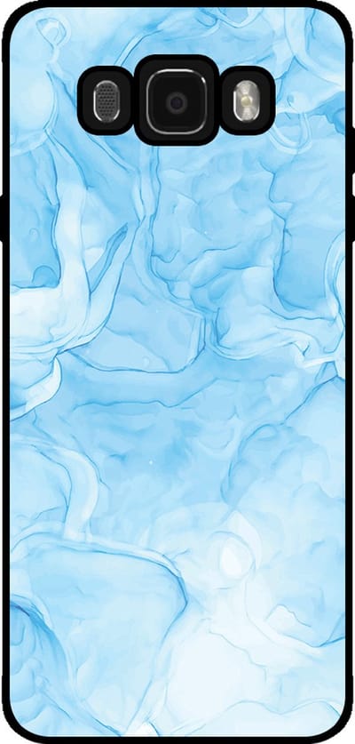 Smartphonica Telefoonhoesje Geschikt voor Samsung Galaxy J7 2016 met marmer opdruk - TPU backcover case marble design - Lichtblauw geschikt voor Samsung Galaxy J7 2016