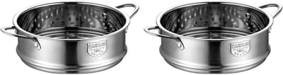 Dubbel Stoomrek - Keuken Accessoire - Gezond Koken - Verdikt Roestvrij Staal - 16 cm Diameter - Zilverkleurig