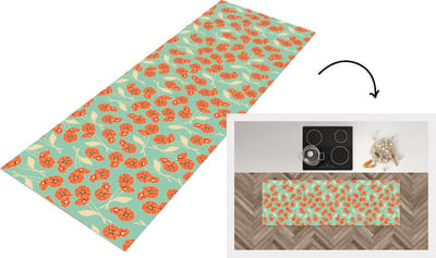 Keukenloper - Loper keuken - Retro - Bloemen - Design - Oranje - 150x50 cm - Keukenloper vinyl