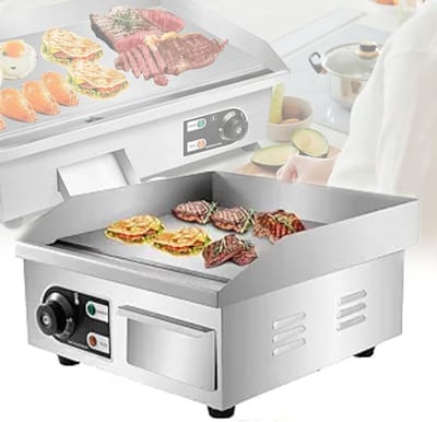 Elektrische Bakplaat - Teppanyaki Grill Kookplaat - Gelijkmatig Koken - Antiaanbak Gietijzer - 550x350 mm - Zilver