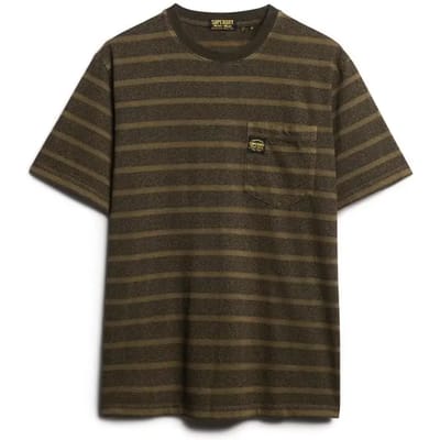 Superdry - Getextureerd gestreept T-shirt met borstzak - Heren - T-shirts