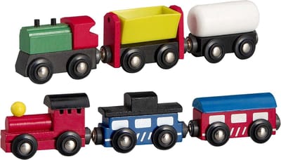 2 stuks Houten Trein 3-delig voor treinbaan