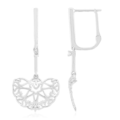 Cavill - Elegante Oorbellen - 925 Sterling Zilver - 0,099ct Rondgeslepen Cambodjaanse Zirkonia - Filigraan Haaksluiting - Vrouwelijke Sieraden