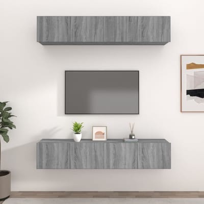 vidaXL - Tv-meubelen - 4 - st - 80x30x30 - cm - bewerkt - hout - grijs - sonoma - eiken