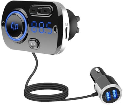 GELLDG Bluetooth FM-zender - Bluetooth 5.0 - Autozender voor sigarettenaansteker - Bluetooth-autoadapter - Handsfree bellen en muziek afspelen - Bluetooth FM-zender - Ondersteunt TF-kaart/Siri/Google