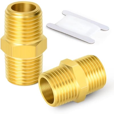 VT Goods - Messing Zeskantnippelfitting - Mannelijke Connector - Goud