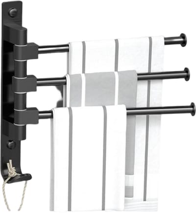Nolad® Handdoekrek -  Handdoekhouder -  Handdoekenrek 3-armig - Zwart