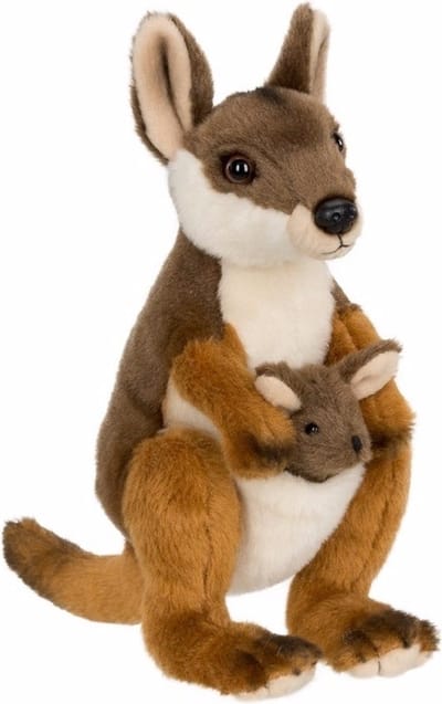 WNF pluche kangoeroe - met baby - knuffeldier - 19 cm - Australische knuffel - speelgoed knuffeldier
