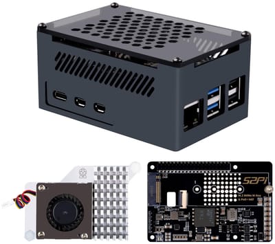 Dailygoody - M.2 PoE+ Hat - Raspberry Pi 5 Accessoire - Aluminium Behuizing - Actieve Koeler - Ondersteunt M.2 SSD - Innovatieve Uitbreiding - Ge...