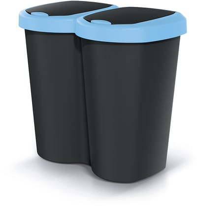Compacta B Duo - Prullenbak - 40L - één compartiment twee deksels - blauw/zwart