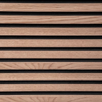 FLOORDIREKT Akoestisch Paneel - Wandpanelen Met Echt Houtfineer - Voor een Aangename Ruimteakoestiek - Lamellenwand - Wandpanelen als Geluidsisolatie - Red Oak - 118 x 60 cm