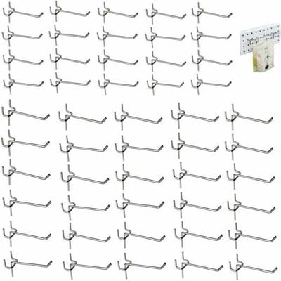 EXCITAT 50 stuks - Haken - Pegboardhaken - Statiefhaken - Pegboardhaken - Geschikt voor winkel, garage, kamer, woonkamer, magazijn - Zilver