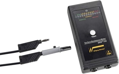 Meetapparaat Weerstand - Oppervlakte Test - ESD Controle - Inclusief Versterking - 14.5 x 9.5 cm - Zwart