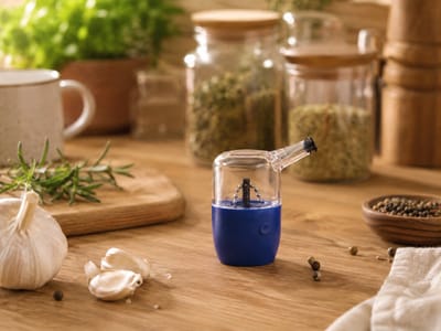 Zirkle MiniSpout - Elektrische Kruidenmaler / Specerijmolen / Mini Spice Grinder / Kruidenmolen - Oplaadbaar - Voor Gedroogde Kruiden, Kruidenmixen en Specerijen - Compact voor Thuis, Reizen en Camping - Blauw