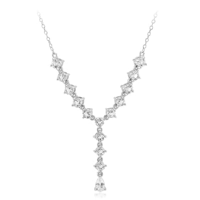 Cavill - Zilveren Halsketting - 925 Sterling Zilver - Witte Topaas Peervormig 0,25 ct & Rond 1,66 ct - Verstelbare Elegant