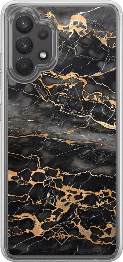 Casimoda® hoesje - Geschikt voor Samsung Galaxy A32 4G - Marmer Grijs Brons - 2-in-1 case - Schokbestendig - Marble design - Verhoogde randen - Grijs, Transparant