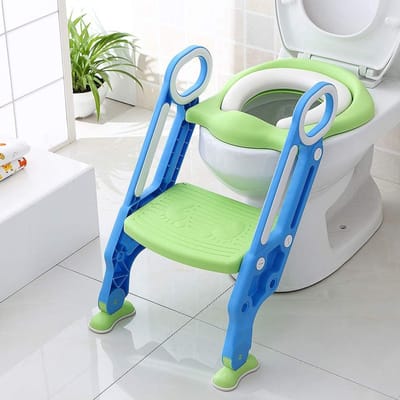 Opvouwbare toiletbril kind - Kinder toilet trainer potje - Zindelijkheidstraining kind - Met trap en handgrepen - In hoogte verstelbaar