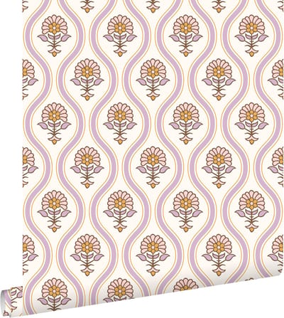 ESTAhome behang vintage bloemen lila paars en roze - 50 x 900 cm - 131740