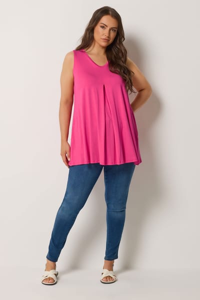 Yours Roze Topje Met Plooien Aan De Voorkant Size 48