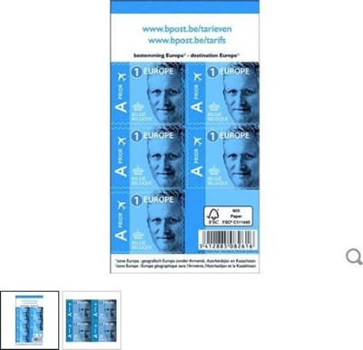 Bpost - 5 postzegels - verzending binnen Europa / Europe - Tarief 1 - Koning Filip