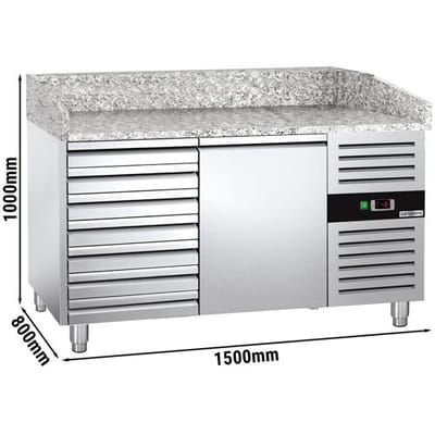 GGM Gastro Pizzakühltisch ECO - 1500x800mm - mit 1 Tür & 7 Schubladen Zilver