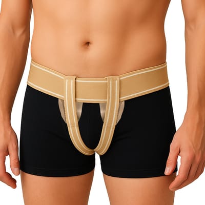 Medical Brace Liesbreukband Dubbel - Anatomische Drukpunten - Breukband - Hernia Steun - One Size Huidskleur