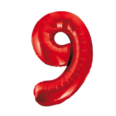 Wefiesta - Folieballon Cijfer 9 Rood - 86 cm