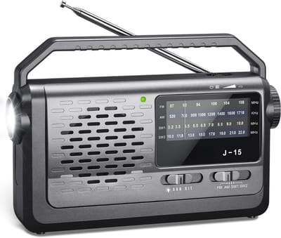 GTB® Transistor Radio Op Batterijen - Transistor Radio - Transistor Radio met Netvoeding - Metallic - 24cm x 5cm x 16cm