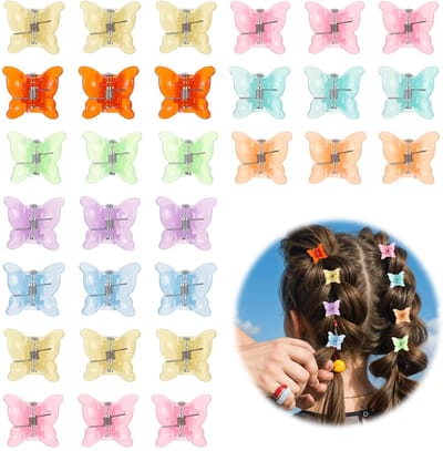 Dailygoods- Haarspelden 30 Stuks - Mini Vlinder Haarspelden - Kunststof - Veelkleurig - Accessoire voor Kinderen/Dames - 1,8 x 1,6 x 2 cm - Haarclips