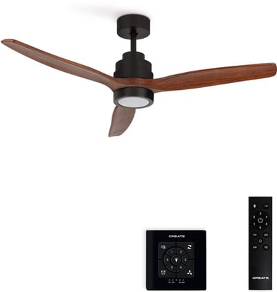 CREATE - Stille plafondventilator van 40 W met technische ABS-bladen, verkrijgbaar in verschillende maten - M - Met licht - Controller voor wandmontage - WIND STYLANCE