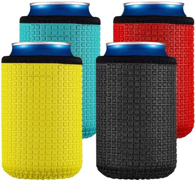 Dailygoods- Bierkannenhoes 4-pack - Neopreen Isolator - Antislip Koelhoezen - Voor Dranken - 9,9 x 6,6 cm - Diverse Kleuren - Blikjeshoes
