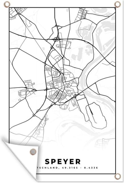 Muurdecoratie Speyer - Plattegrond - Stadskaart - Kaart - 120x180 cm - Tuinposter - Tuindoek