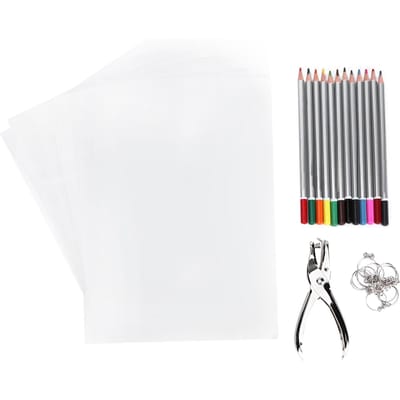 DIY Shrinky Art Papier Set Handgemaakte Sleutelhanger Kleurpotlood Handpons Knutselgereedschap black