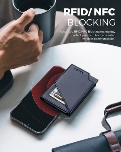 Slimme RFID-blockerende Kaart Houder van Aluminium met Zak voor Creditcards, Briefgeld en Munten - Ideaal voor Organisatie en Bescherming (Blauw)