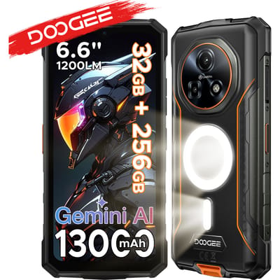 DOOGEE Fire 5 Ultra Dual Campinglampjes 6,6" Robuuste Telefoon 13000mAh Batterij 32GB RAM (8+24) 256GB ROM Google Pay NFC Helio G81