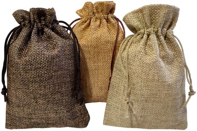 Prigta - Jute zakjes klein - 12 stuks - 10x15 cm - Mix kleur - cadeauzakjes herbruikbaar