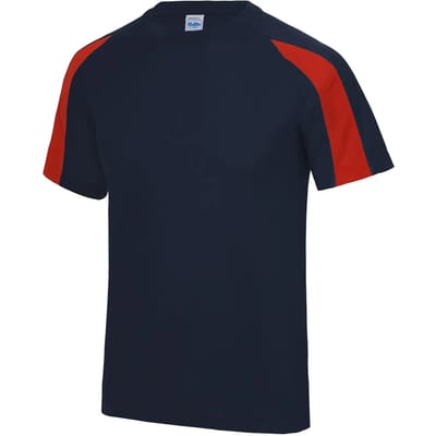 Just Cool Contrast Cool T JC003 - FRENCH NAVY/FIRE RED - L