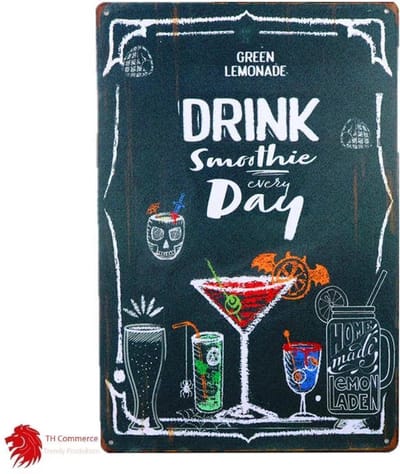 METALEN WANDBORD - SAPJE DRINK SMOOTHIE -RECLAMEBORD - MUURPLAAT - VINTAGE - RETRO - WANDDECORATIE -TEKSTBORD - DECORATIEBORD - RECLAME  - NOSTALGIE - GREEN LEMONADE- 30 x 20 cm - nr 5866