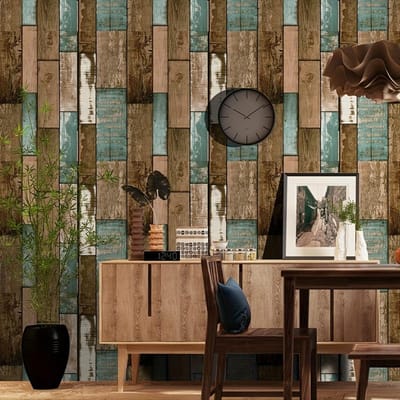 1 rouleau, papier peint sticker grain de bois auto-adhésif fond décoratif, papier peint motif brique étanche et résistant à l'humidité, sticker plinthe 6m black