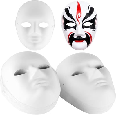 40 Stuks DIY Wit Papieren Gezichtsmaskers, Overschilderbare Volgelaatsmaskers voor Kunst, Ambachten en Feestdecoratie, Cosplay en Halloween