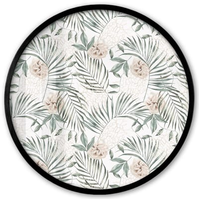 Poster in lijst Rond - Fotolijst 40x40 cm - Posters - Monstera - Palmblad - Jungle - Tropisch - Ronde posterlijst zwart - Decoratie - Wanddecoratie woonkamer - Muurdecoratie slaapkamer
