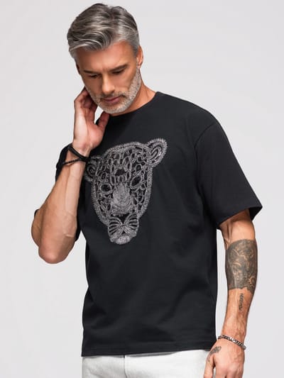 OMBRE T-shirt - Loose Fit - Katoen - Korte Mouw Zwart S