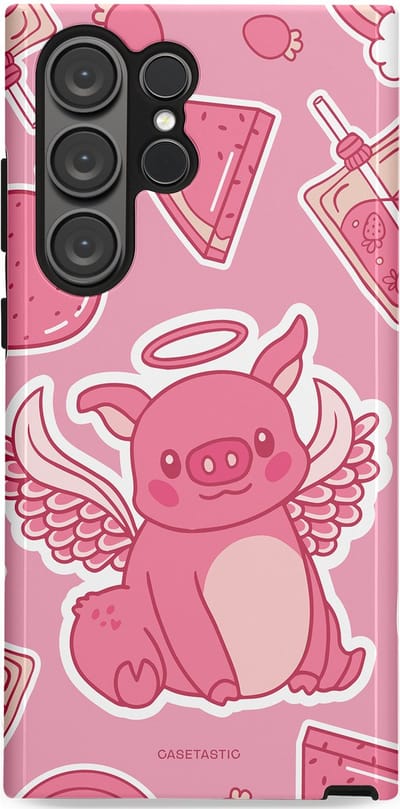 Casetastic Hoesje Geschikt voor Samsung S23 Ultra - Stijlvolle Beschermende Duo-layer Case - Varken vleugels
