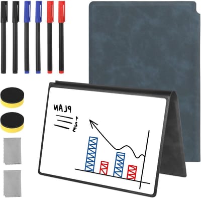 Compacte A5 Mini Whiteboards - Herbruikbare en Afwasbare Whiteboards met Stiften, Doek en Gum voor Kantoor, School en Thuis - Set van 2