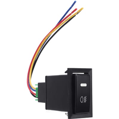 Interrupteur à bouton-poussoir 4 pôles 12V avec lumière indicatrice LED de fond pour feux de brouillard DRL barre lumineuse LED pour Camry Hiace black