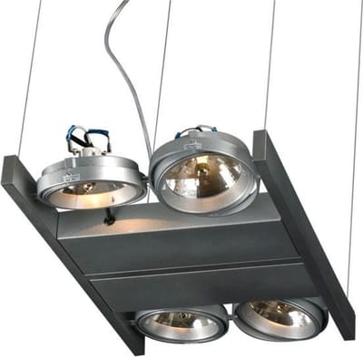 Hanglamp LED Cool 4Xar111 Alu Zilver Rechth.