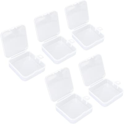 Boîte à Puffs de Maquillage 5 Pièces Plastique ABS Transparent Carré Clair Étui de Rangement pour Bijoux pour Boucle d'Oreille white