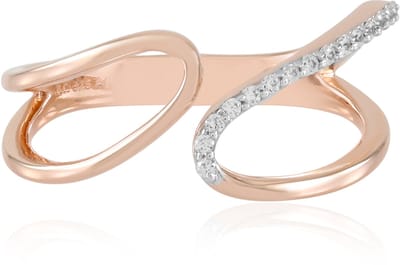 Cavill - Zilveren ring met rosé vergulding - 16 Cambodja zirkonia's 0,10 ct - Moderne lichte ring dames - Elegante zakelijke sieraden